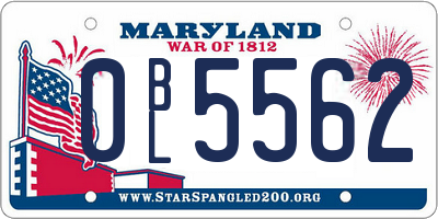 MD license plate 0BL5562