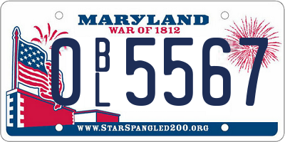 MD license plate 0BL5567