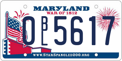 MD license plate 0BL5617
