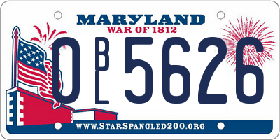 MD license plate 0BL5626