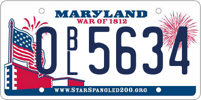 MD license plate 0BL5634