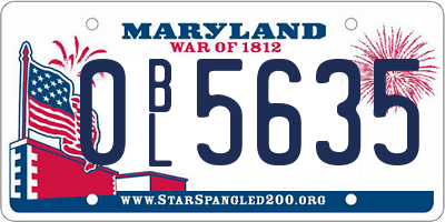 MD license plate 0BL5635