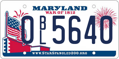 MD license plate 0BL5640
