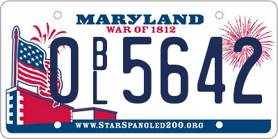 MD license plate 0BL5642