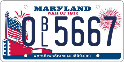 MD license plate 0BL5667