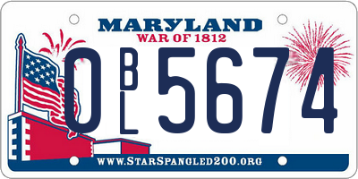 MD license plate 0BL5674
