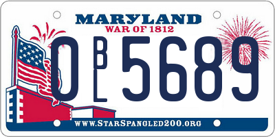 MD license plate 0BL5689