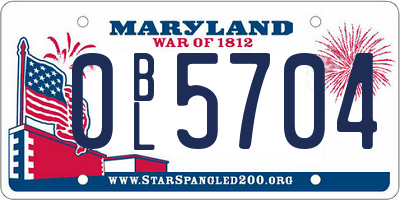 MD license plate 0BL5704