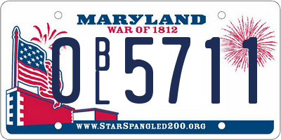 MD license plate 0BL5711