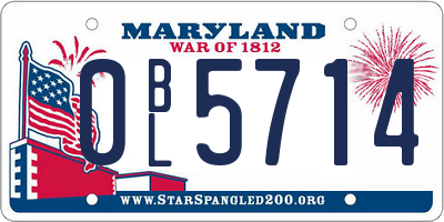 MD license plate 0BL5714