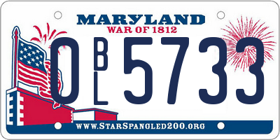 MD license plate 0BL5733