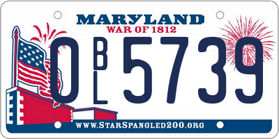 MD license plate 0BL5739