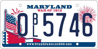 MD license plate 0BL5746