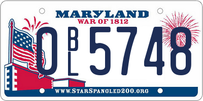 MD license plate 0BL5748