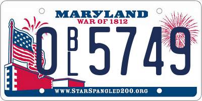 MD license plate 0BL5749