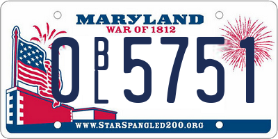 MD license plate 0BL5751