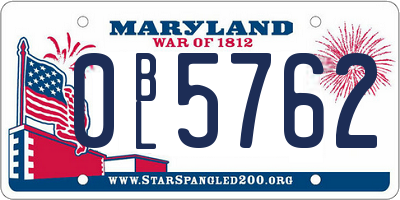 MD license plate 0BL5762
