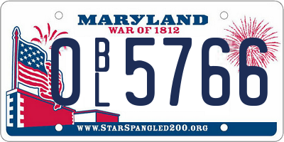 MD license plate 0BL5766