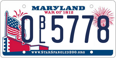 MD license plate 0BL5778