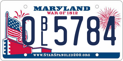 MD license plate 0BL5784