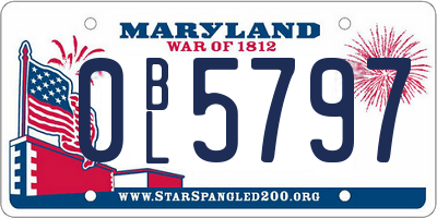 MD license plate 0BL5797