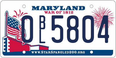 MD license plate 0BL5804