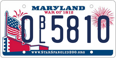 MD license plate 0BL5810