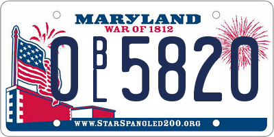 MD license plate 0BL5820