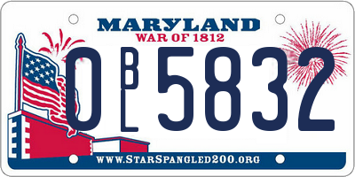 MD license plate 0BL5832