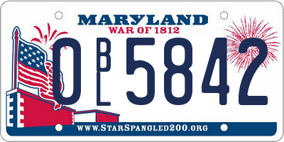 MD license plate 0BL5842