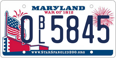 MD license plate 0BL5845