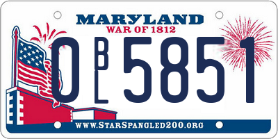 MD license plate 0BL5851