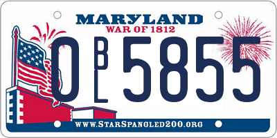 MD license plate 0BL5855
