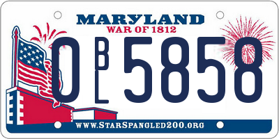 MD license plate 0BL5858