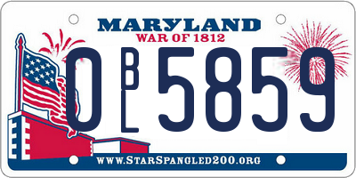 MD license plate 0BL5859