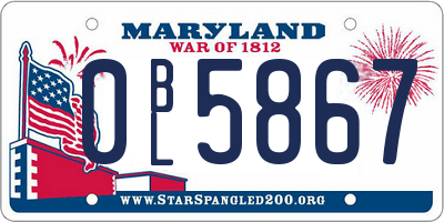 MD license plate 0BL5867