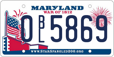 MD license plate 0BL5869