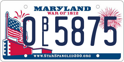 MD license plate 0BL5875