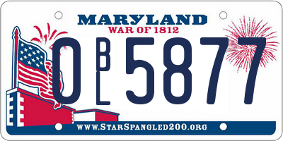 MD license plate 0BL5877