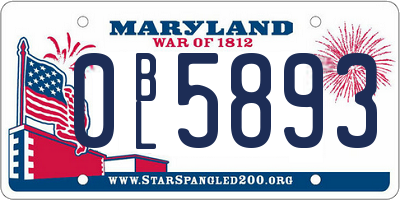 MD license plate 0BL5893