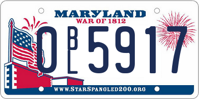 MD license plate 0BL5917