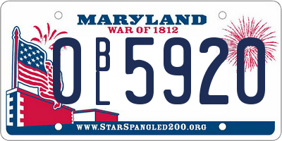 MD license plate 0BL5920