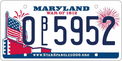 MD license plate 0BL5952
