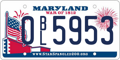 MD license plate 0BL5953