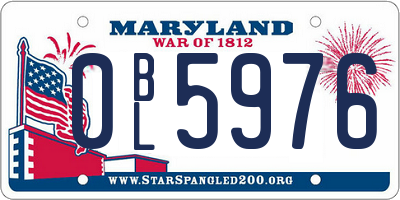 MD license plate 0BL5976