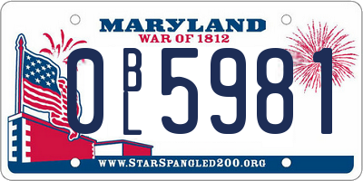 MD license plate 0BL5981
