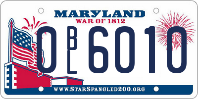 MD license plate 0BL6010