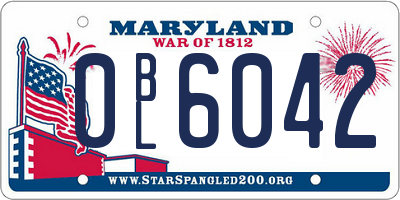 MD license plate 0BL6042