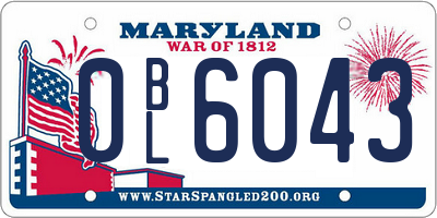 MD license plate 0BL6043