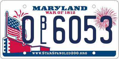 MD license plate 0BL6053